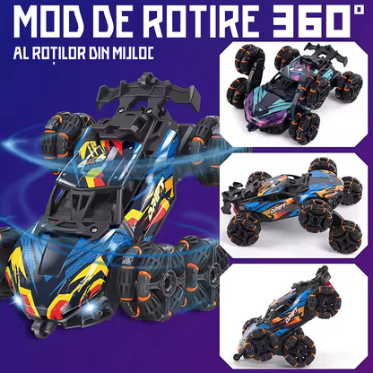 Masina Stunt RC cu Telecomanda Roti Rotative 360°